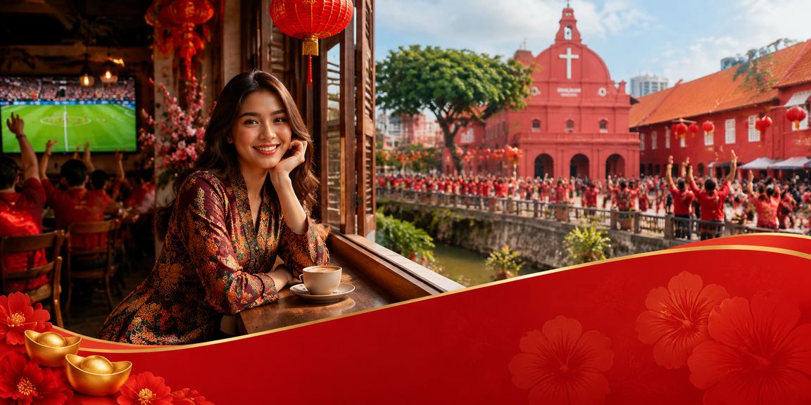 Suasana kasino pertaruhan di Melaka dengan tema batik Malaysia di t100