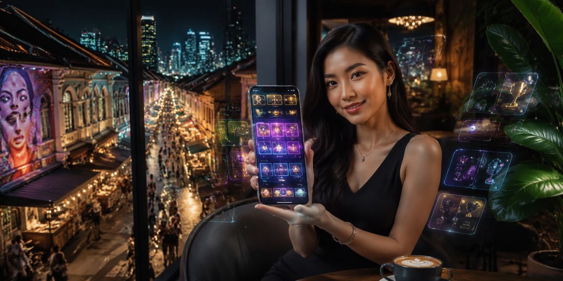 Pengguna mengakses platform t100 melalui mudah alih di Penang dengan privasi terjamin